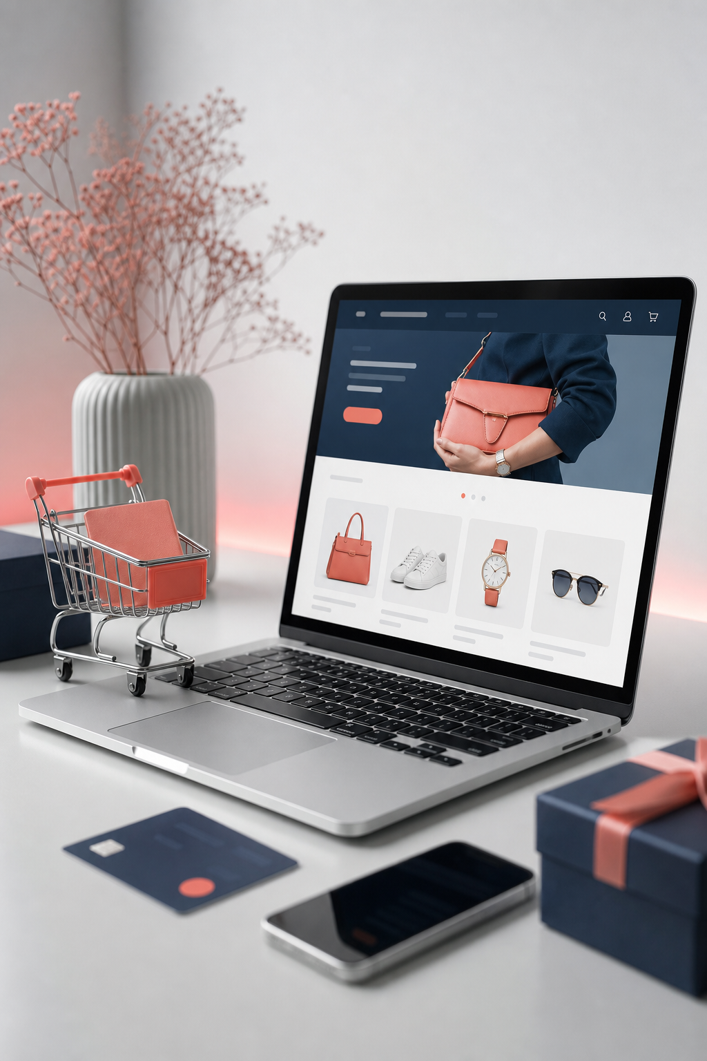 Ordinateur portable affichant une boutique en ligne