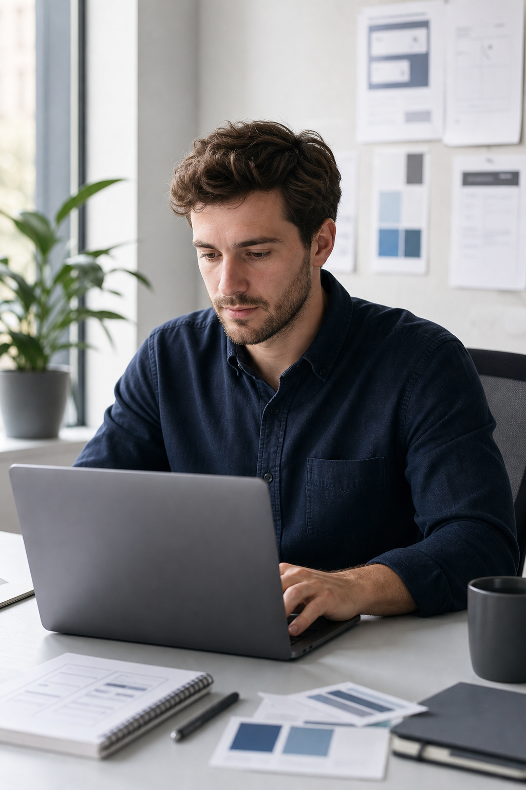 Personne en train de travailler sur un ordinateur portable