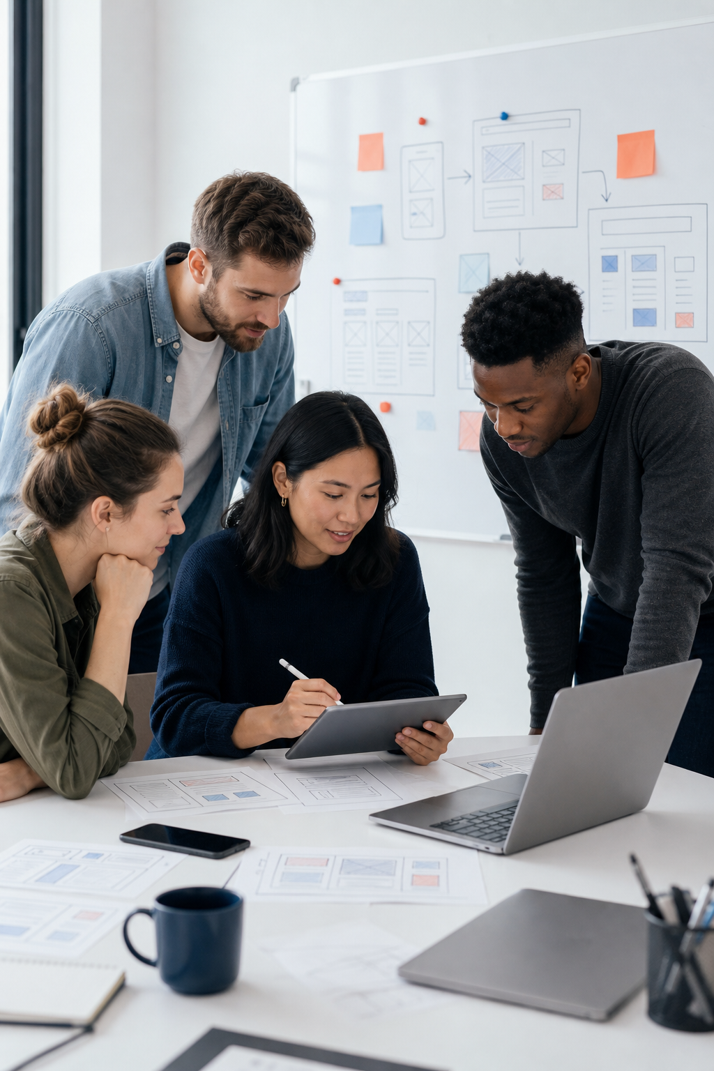 Equipe en train de concevoir une interface web