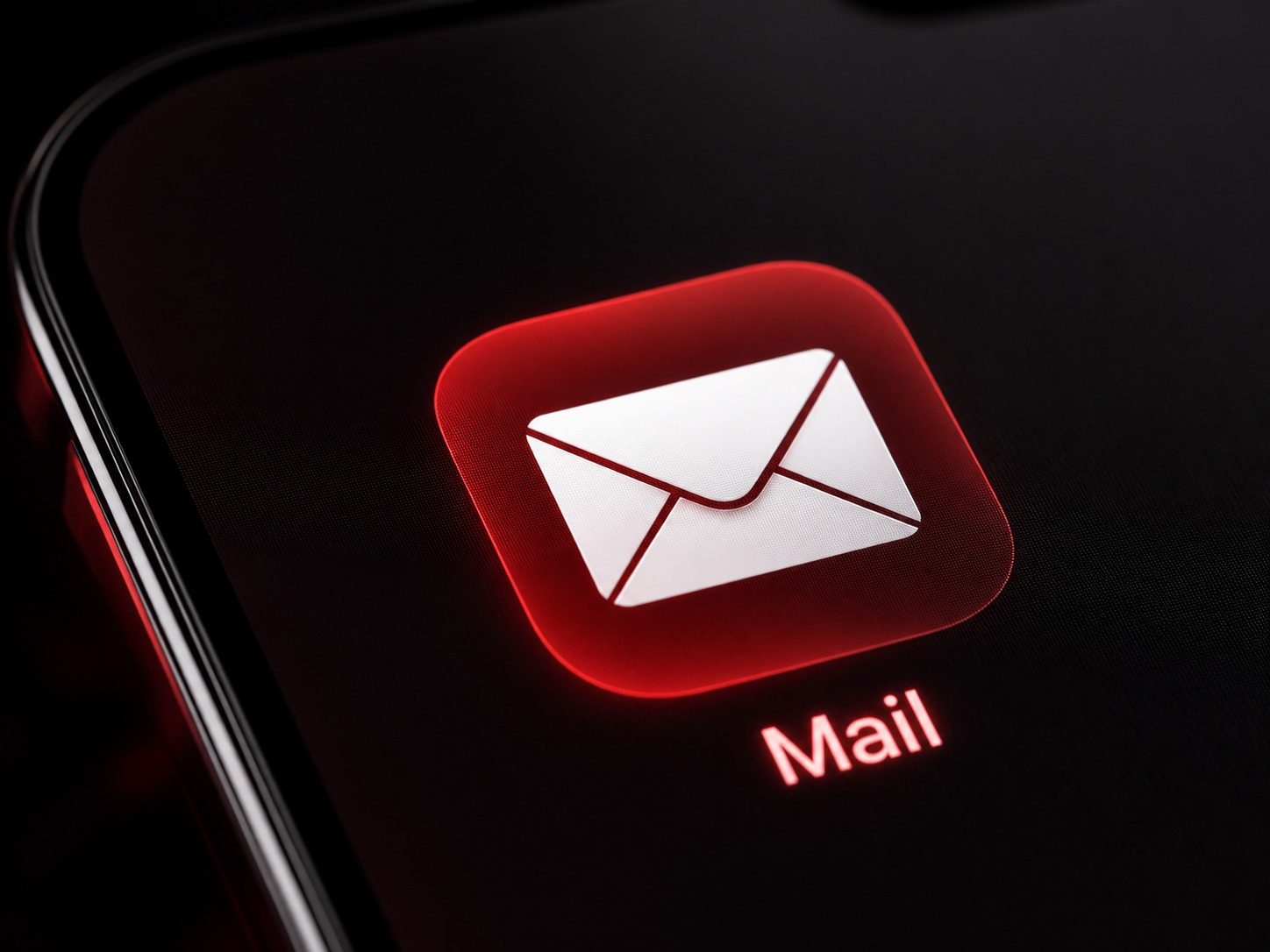 Icône mail sur écran d'application