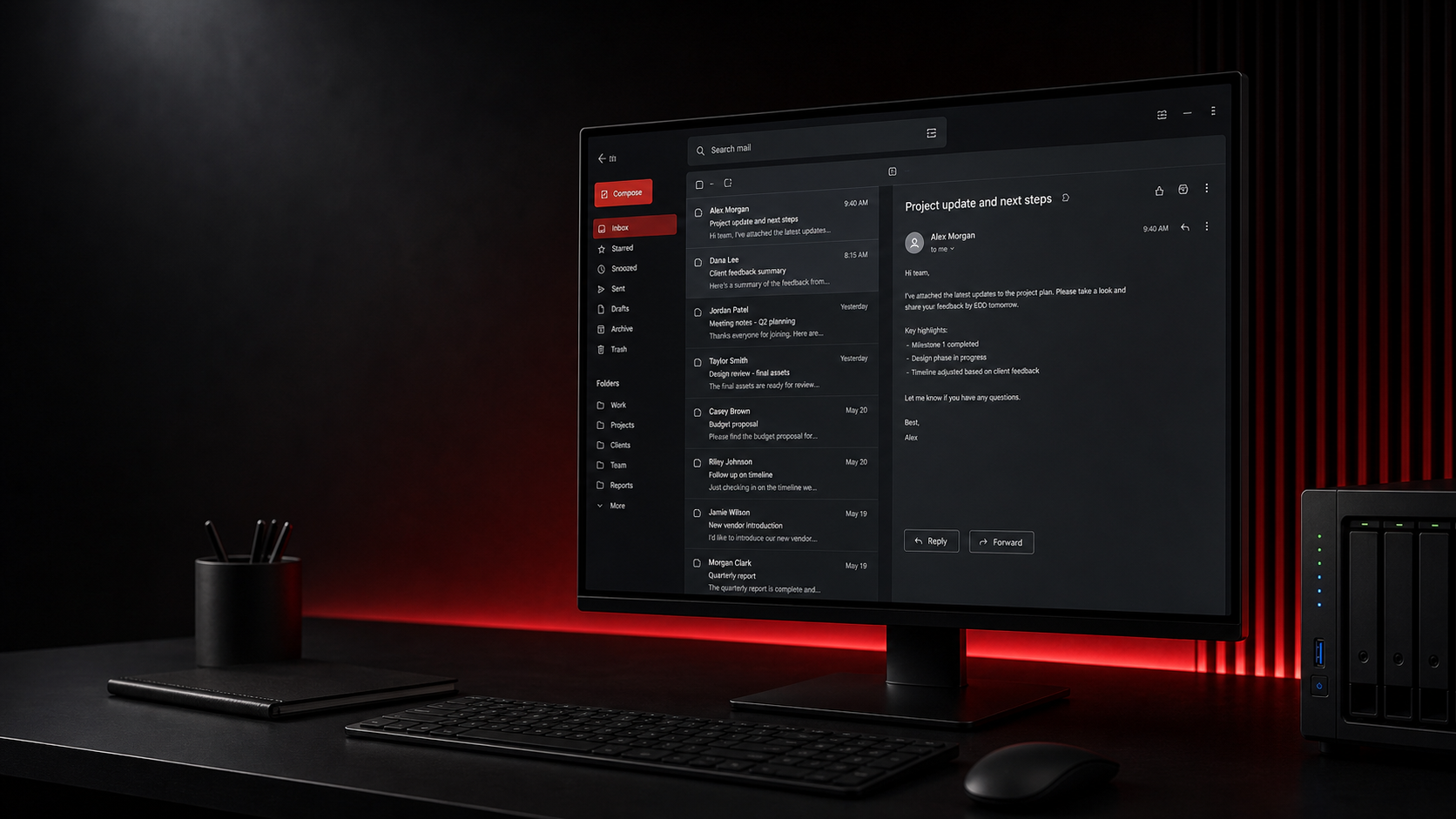 Poste informatique avec messagerie professionnelle